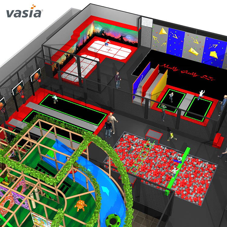 Parque de trampolines interior con pozo de espuma suave-Vasia