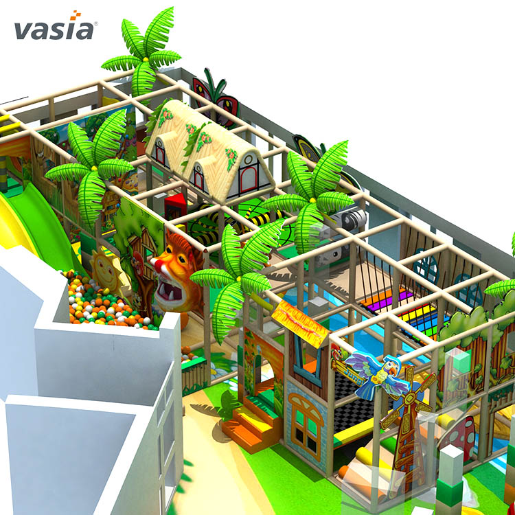 Nuevo diseño de parque infantil cubierto con tema de jungla, parque de juegos para niños 