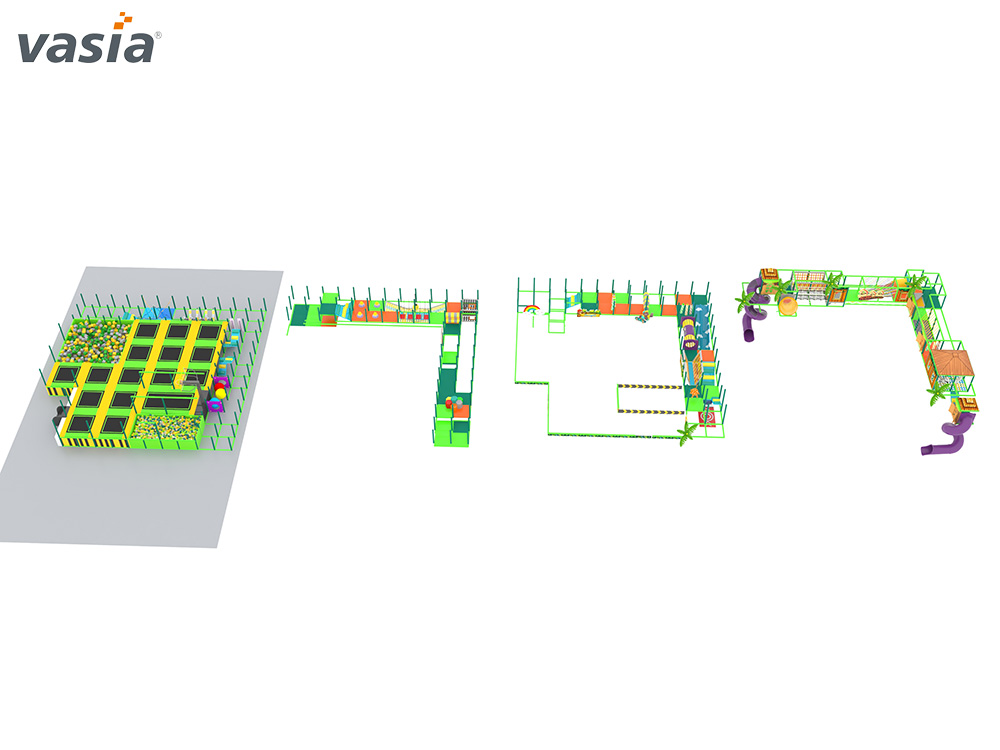 Patio de juegos interior con trampol&iacute;n S057