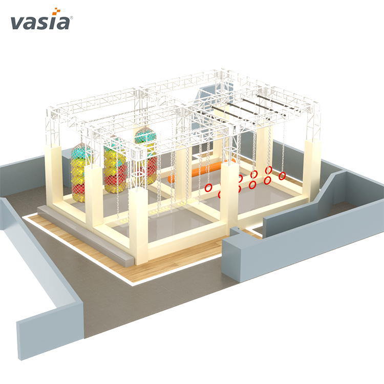 Parque infantil interior personalizado comercial con carrera de obstáculos Ninja