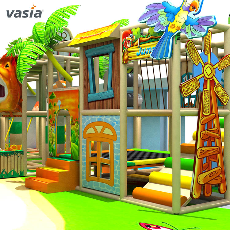 Nuevo diseño de parque infantil cubierto con tema de jungla, parque de juegos para niños 