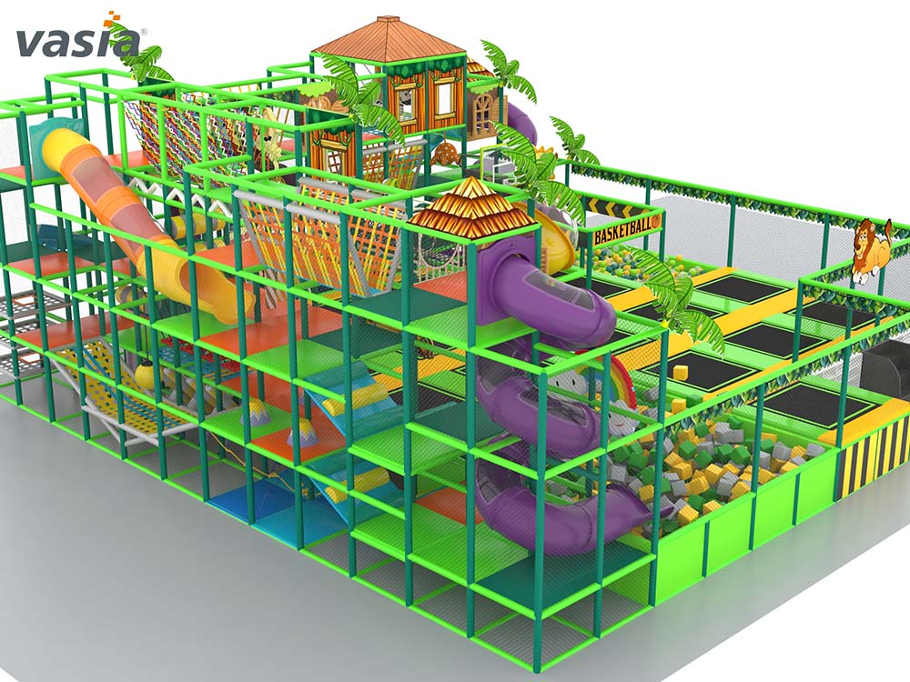 Patio de juegos interior con trampol&iacute;n S056