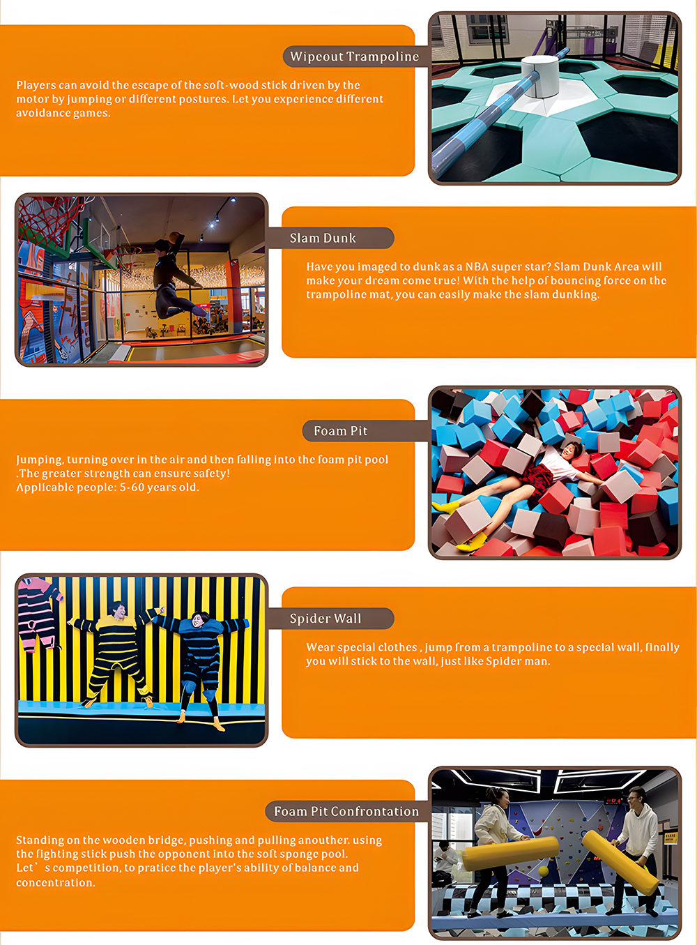 Detalles del parque de trampolines H0009