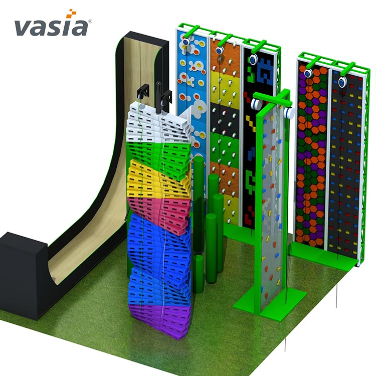 Parque de trampolines con escalada en roca-Vasia